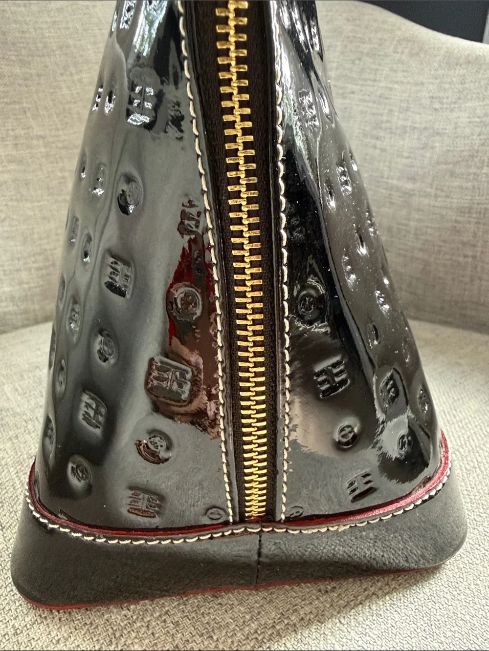 Beautiful Arcadia Italian Patent Leather Dome Satchel-Like New